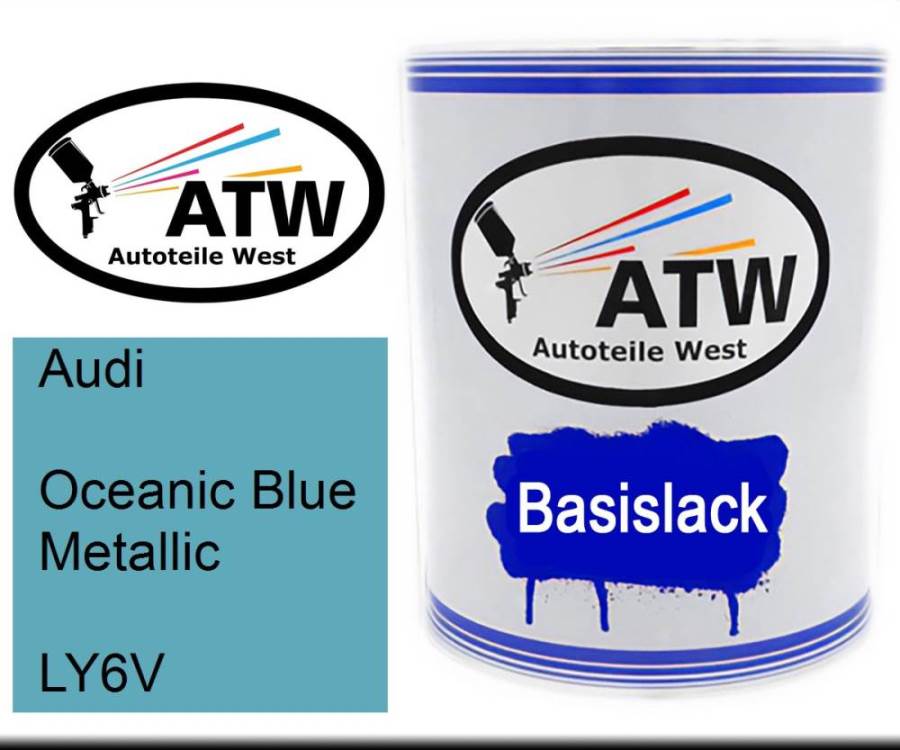 Audi, Oceanic Blue Metallic, LY6V: 1L Lackdose, von ATW Autoteile West.